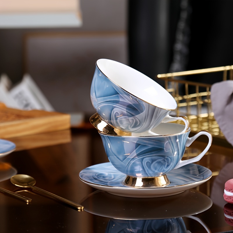 Blanc Mariclo' Set aus 4 Porzellan-Teetassen mit Untertassenserie