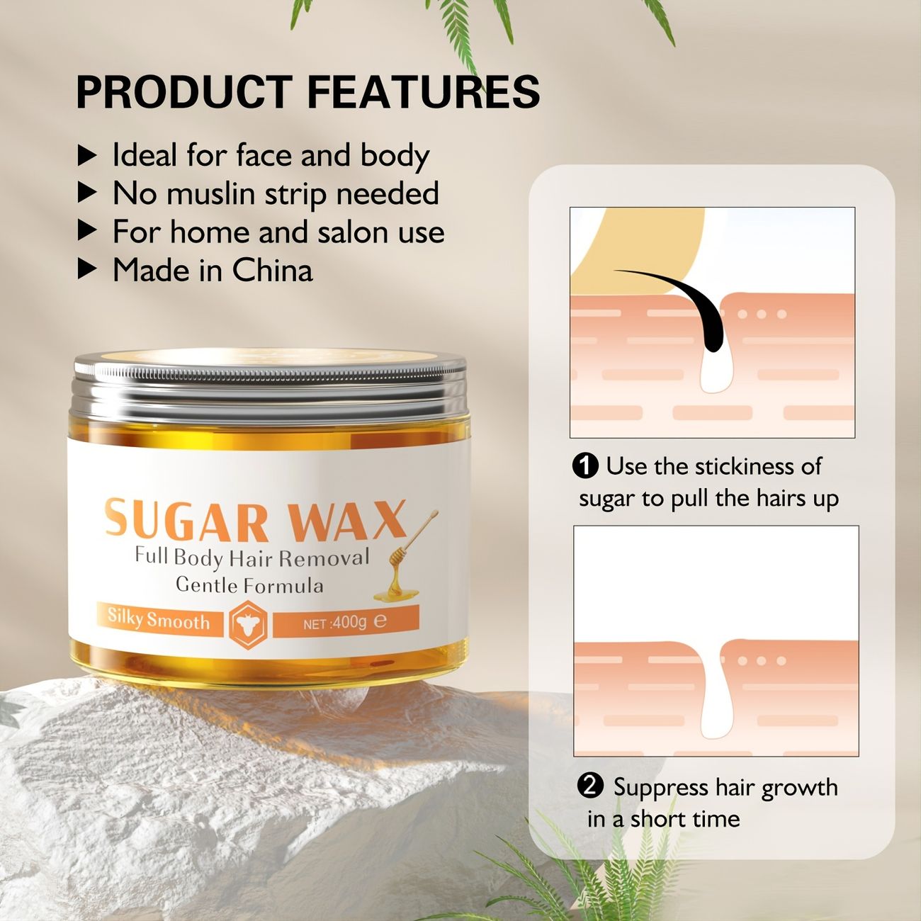 Hair Remover Waxing Natural Sugar Glaze Perfect For Bikini Leg Eyebrow Body  Wax Tool | Shop Now For Limited-time Deals | Temu