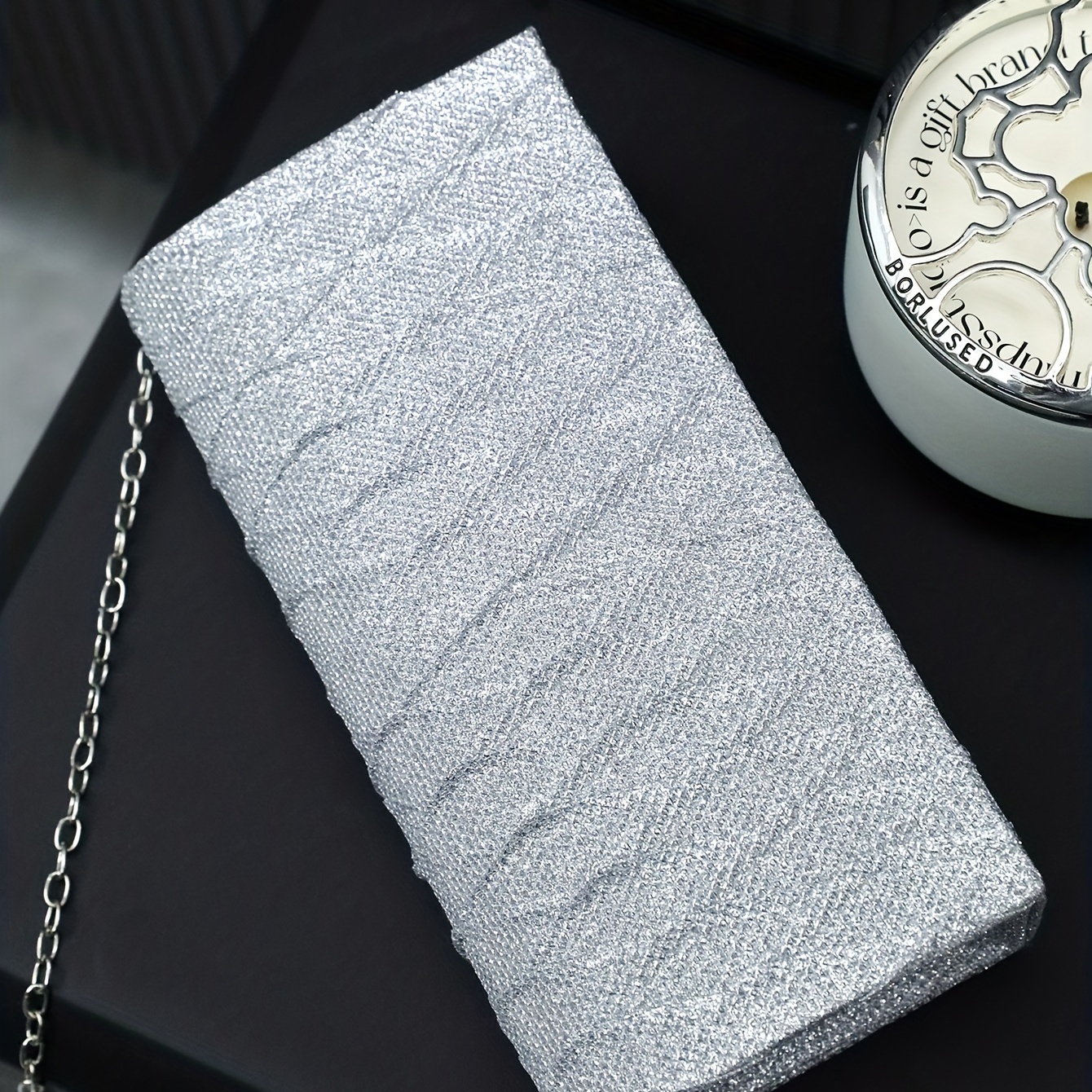 Silver wristlet hot sale evening bag