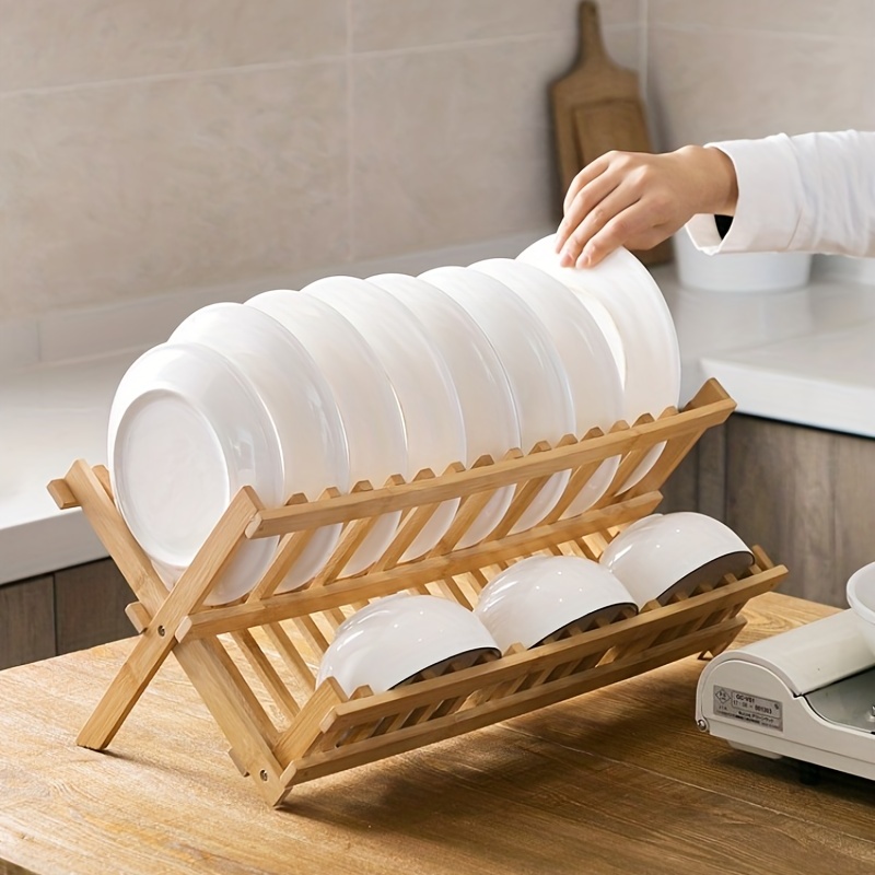 Collapsible Dish Rack And Drainboard Set Foldable Dish Drying Rack Portable  Dish Drainer Dinnerware Organizer