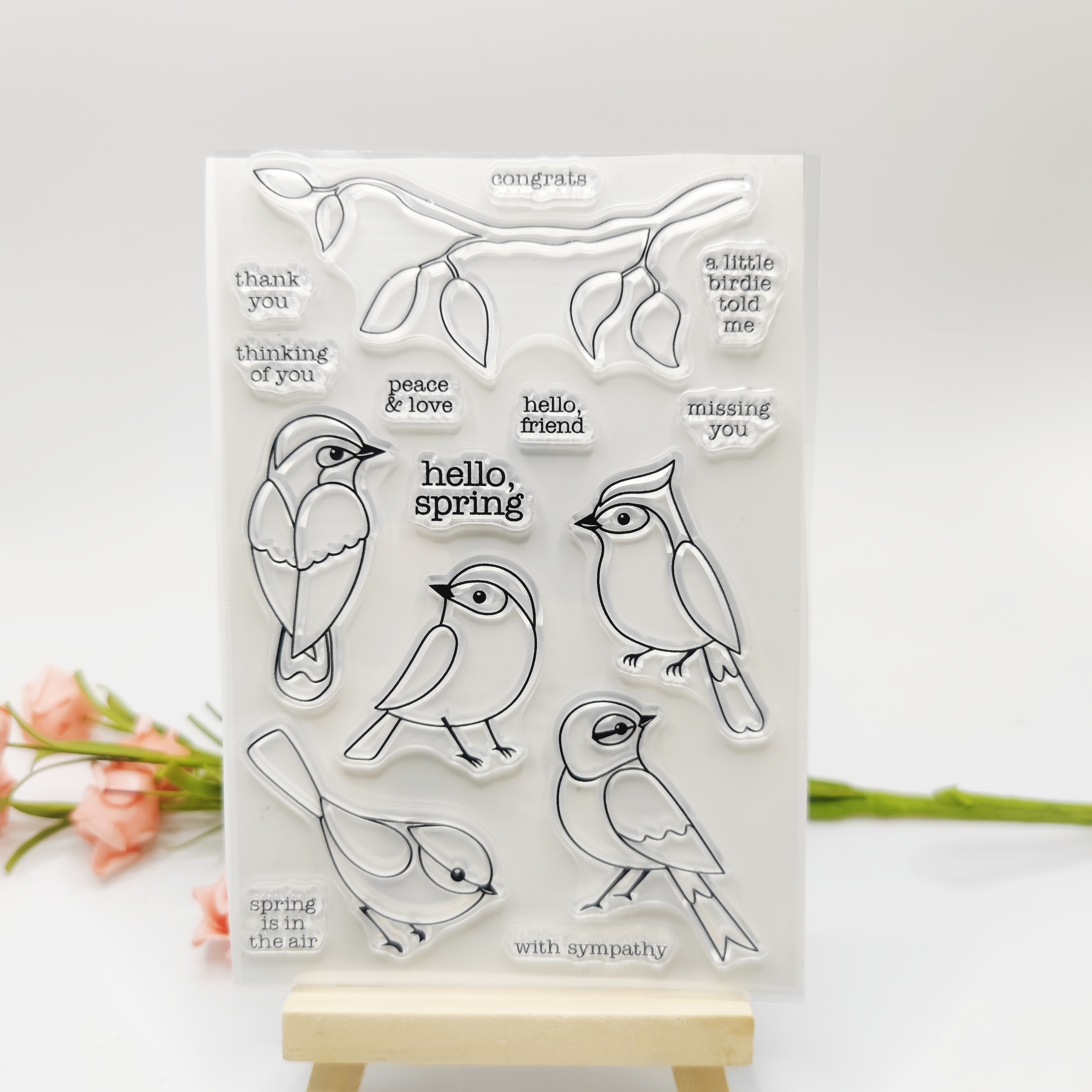 Love Birds On Flowers Words Clear Stamps For Card Making - Temu