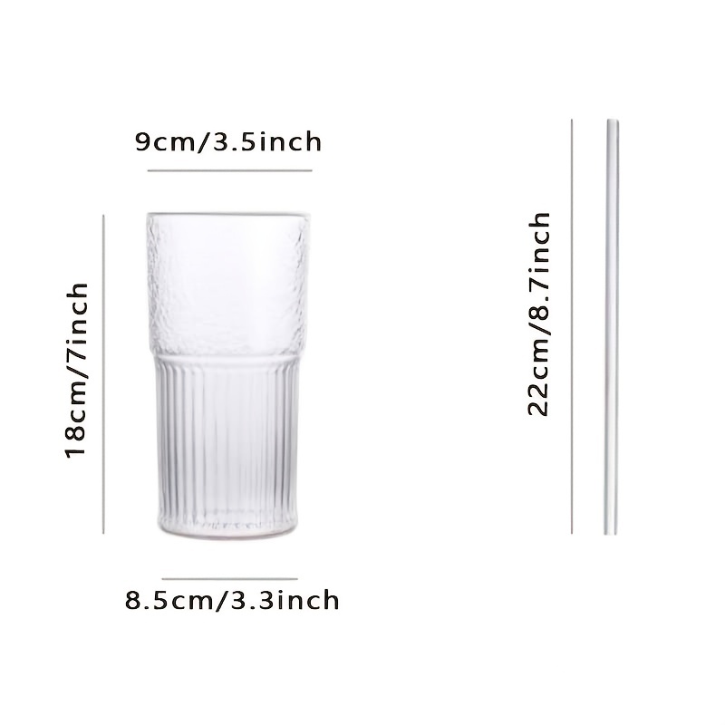 Glass Water Bottle, All Glass Iced Coffee Cup With Lid And Straw, Glass  Tumbler For Office School - Temu
