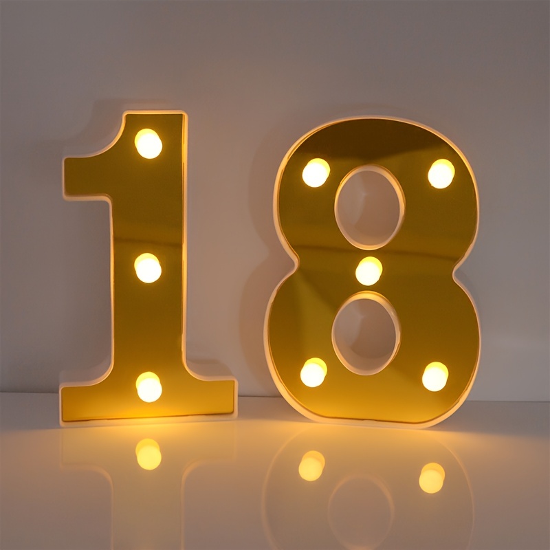 A z Golden Alphabet Letter Led Lights Diy Numbers Glowing - Temu