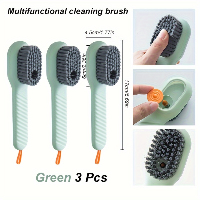 2Pcs Multifunctional Liquid Shoe Brush, Liquid Adding Soft Fur Cleaning  Brush, Multifunctional Shoe Brush with Liquid Box, Long Handle Automatic