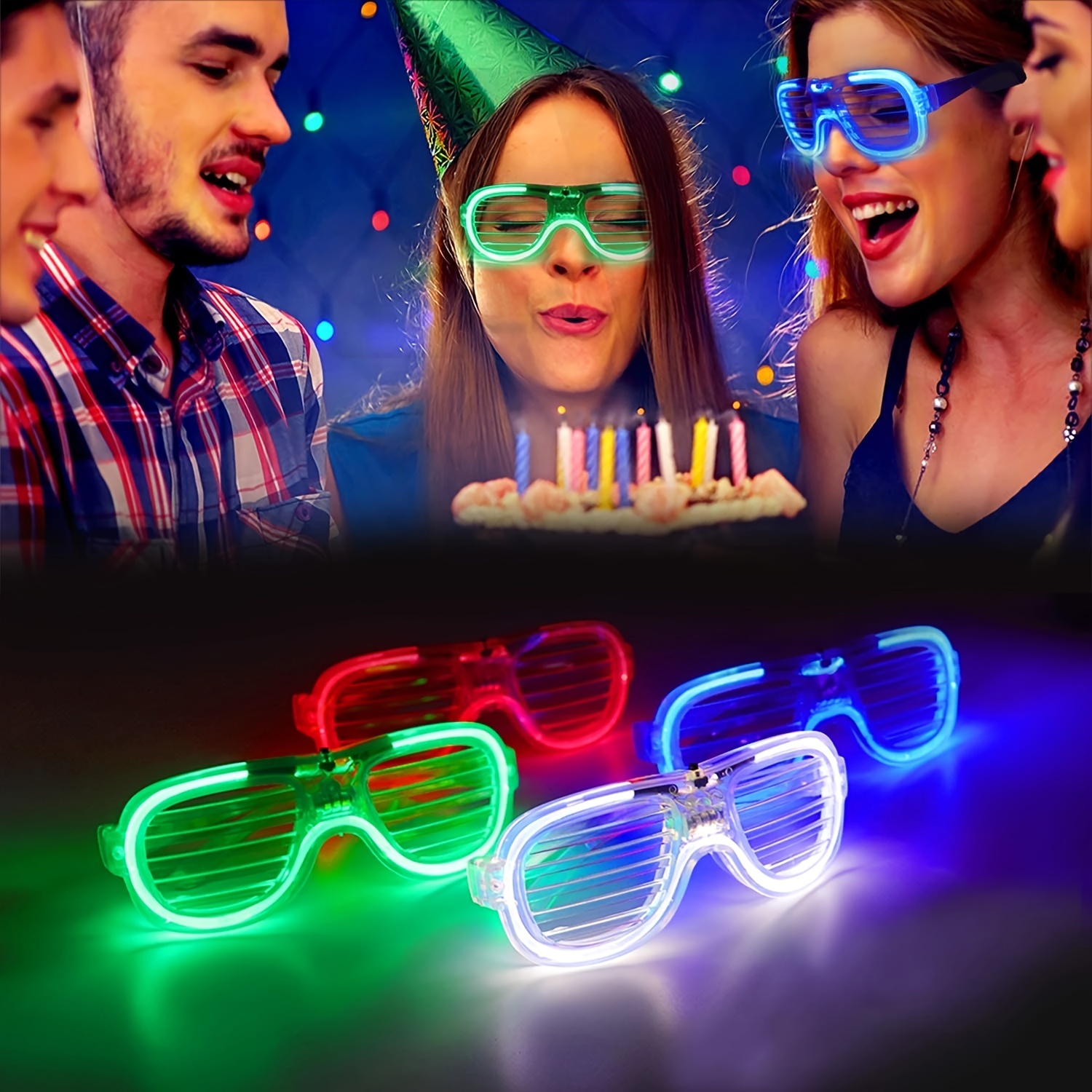 4 Pack Led Glasses,4 Colors Halloween Light Up Glasses Led Party Sunglasses  Kids Halloween Glow In Dark Party Supplies Favors Neon Carnival Party Glow