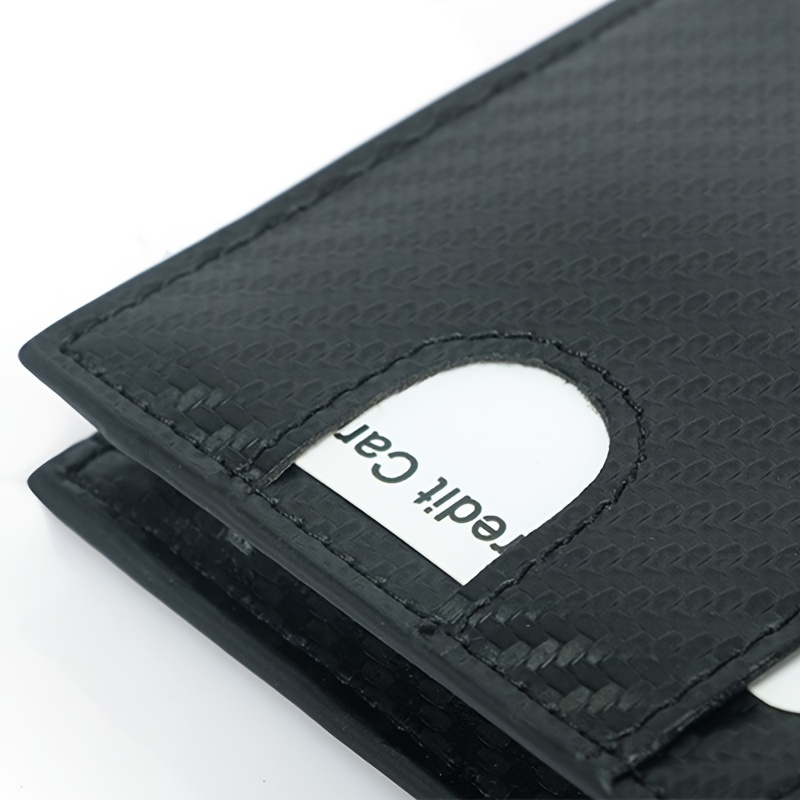 1x Men Slim Wallet RFID Blocking Carbon Fiber Leather Card ID Holder
