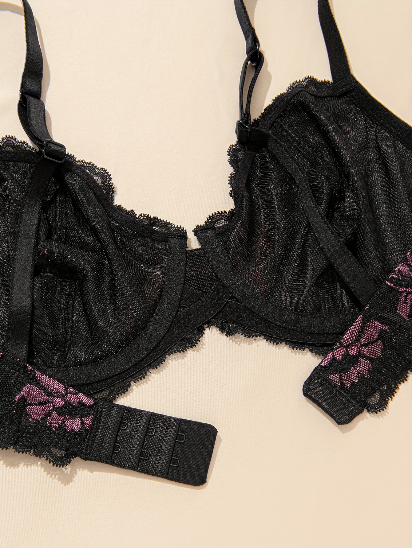 Victoria's Secret unlined 36D,36DDD BRA SET+thong BEIGE embroidered floral  lace