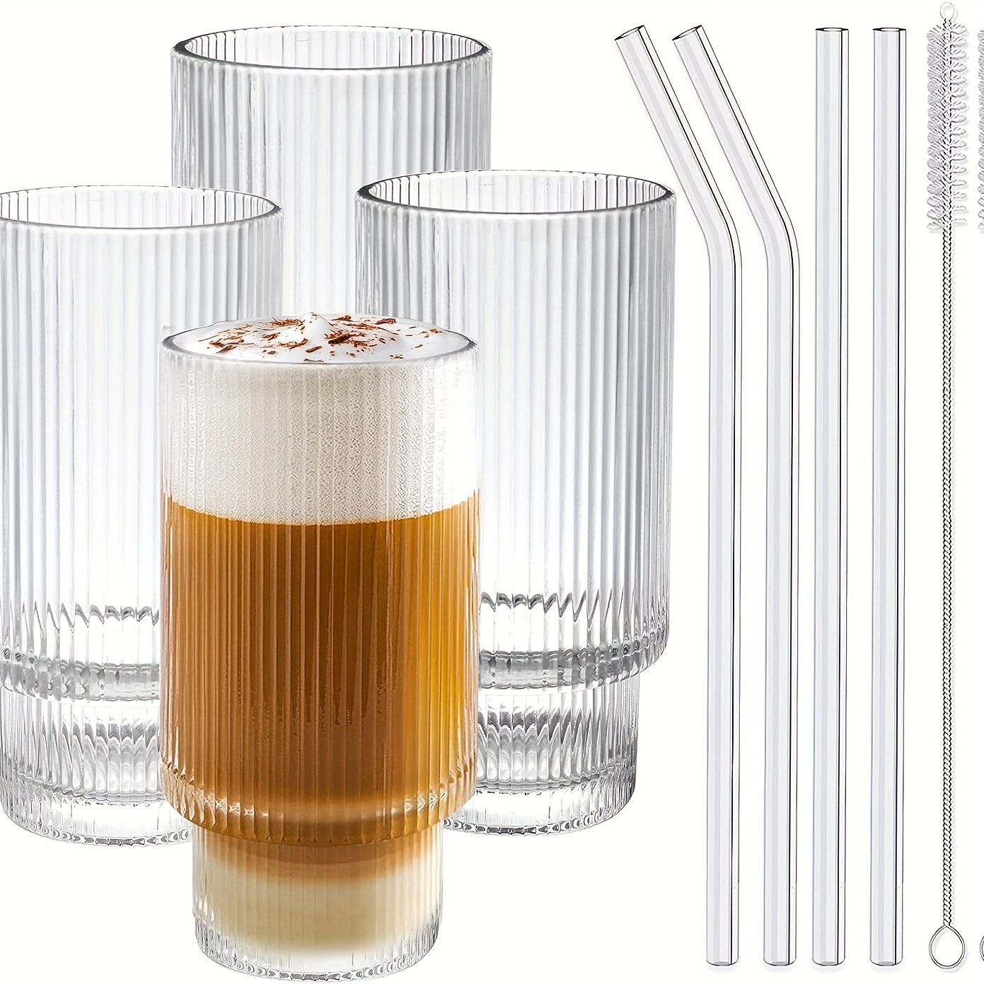 Drinking Glass With Lid And Glass Straw Clear Tall Glass Cups For