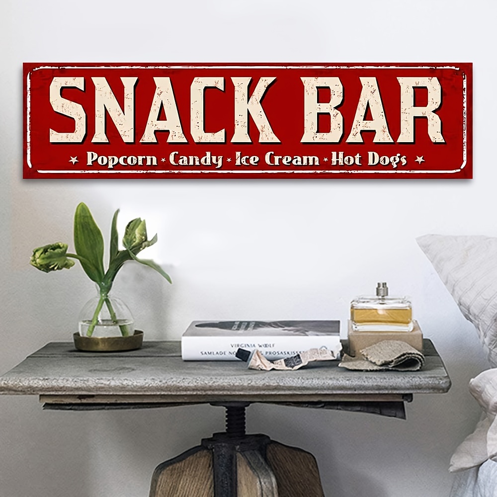 Snack Bar Popcorn Candy Ice Cream Hot Dogs - Vintage Tin Sign