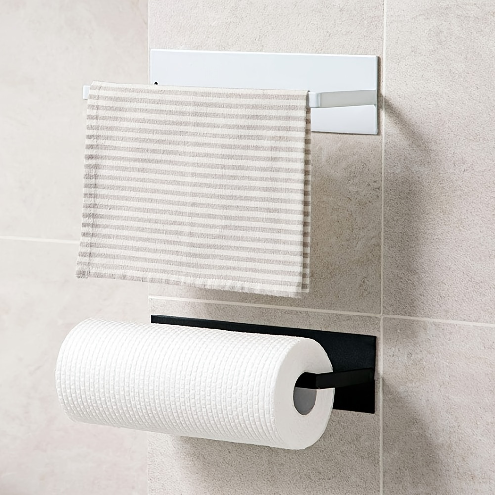 Self-Adhesive Paper Towel Holders For Kitchen Bathroom Tissue Holder  Hanging Toilet Paper Holder Roll Paper Holder Under Cabinet Towel Rack  Stand Home Rack, Carbon Steel Toilet Paper Roll, No Drilling for Bathroom