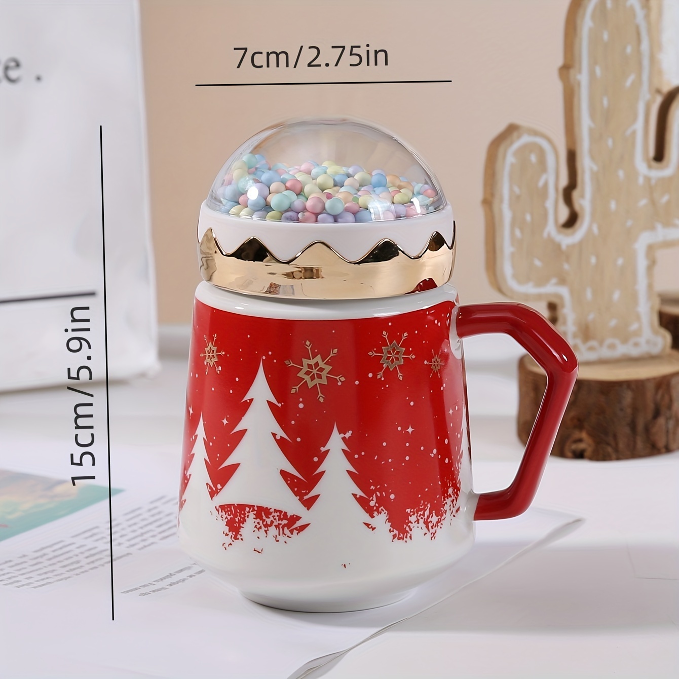 1 Pezzo, Tazza Da Caffè Natalizia Con Coperchio A Cupola Carino, Tazze Da  Caffè In Ceramica, Tazze D'acqua, Bicchieri Estivi E Invernali, Regali Di  Natale - Temu Italy