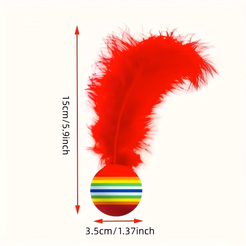 1 3 5 pack toy balls ow colored balls with artificial feathers indoor inte cat toys feline play Product details 0