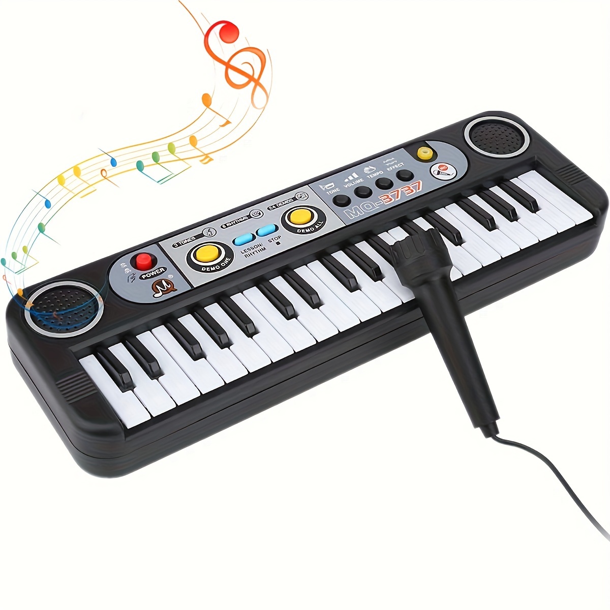 Piano de teclado para niños, piano de 37 teclas para niños, principiantes,  piano electrónico con micrófono, juguetes musicales educativos para niños