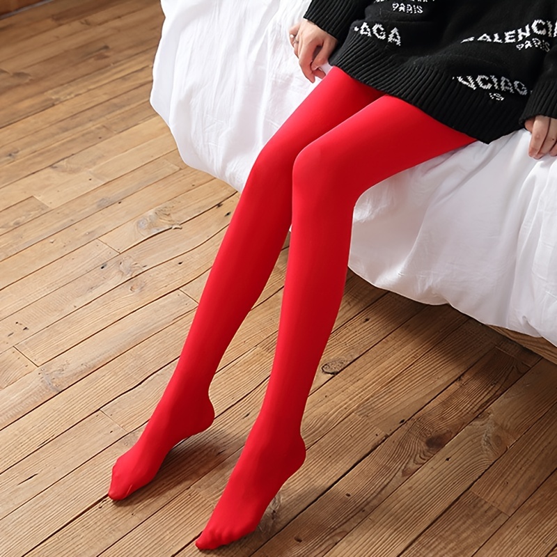 Warm Fuzzy Leggings Pantyhose Comfortable Solid - Temu