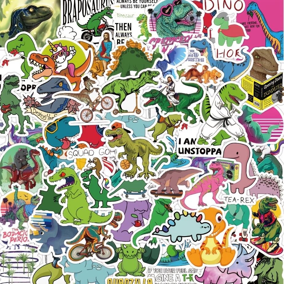 50 PCS Dinosaur Stickers, Vinyl Sticker for Laptop Water Bottle Guitar Bike  Car Motorcycle Bumper Luggage Skateboard Graffiti, Cute Decals, Best Gift