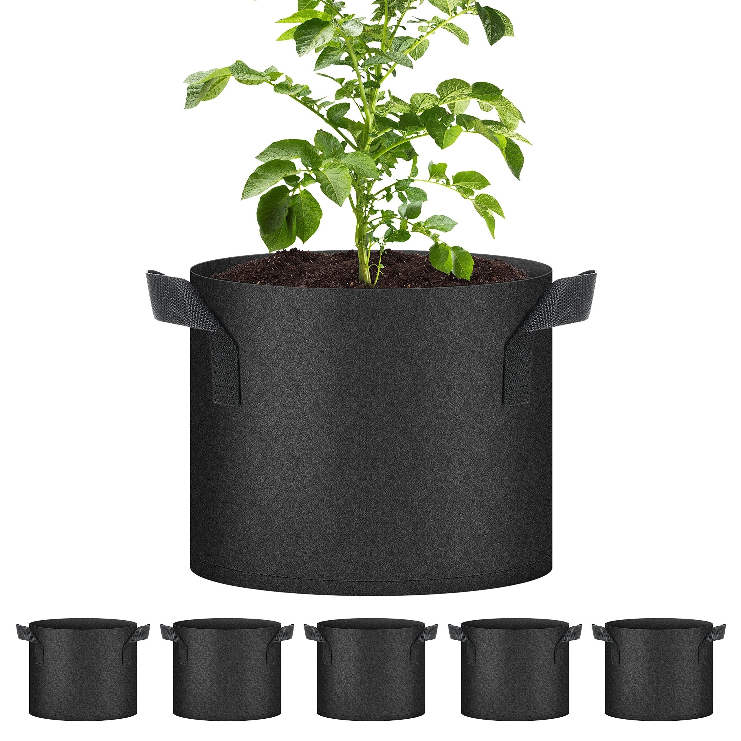 10 Gallon Potato Grow Bags with Flap and Handles - Aeration Tomato Fabric Plant Pots - Garden Bag Planter Pots - Vegetable Growing Bags Outdoor (2 Pcs