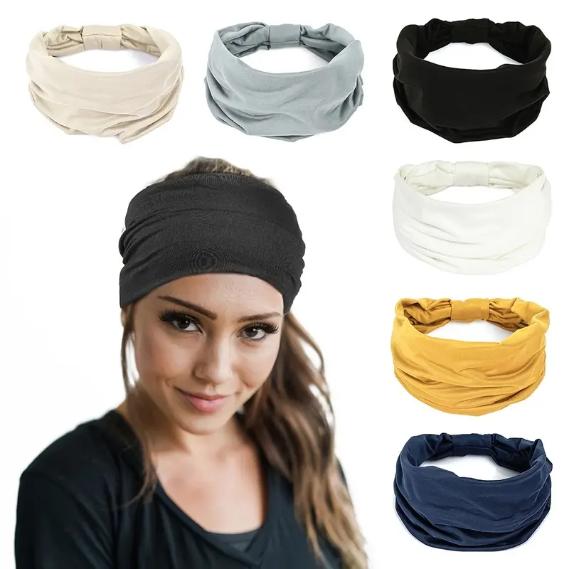 Wide Headbands For Women Non Slip Soft Elastic Hair Bands Yoga Running  Sports Workout Gym Head Wraps, Knotted Cloth African Turbans Bandana - Temu  Republic of Korea