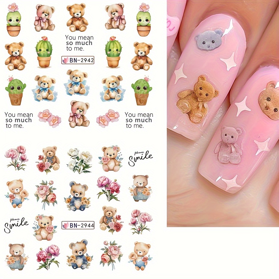 120 Pieces Bear Nail Beads Bear Nail Charms Gummy 3D Nail Decorations Resin  Cute Nail Charms Clear Nail Ornaments for Women Girls Nail Accessories  Manicure Tips Decor, 2 Styles, 24 Colors : Amazon.in: Beauty