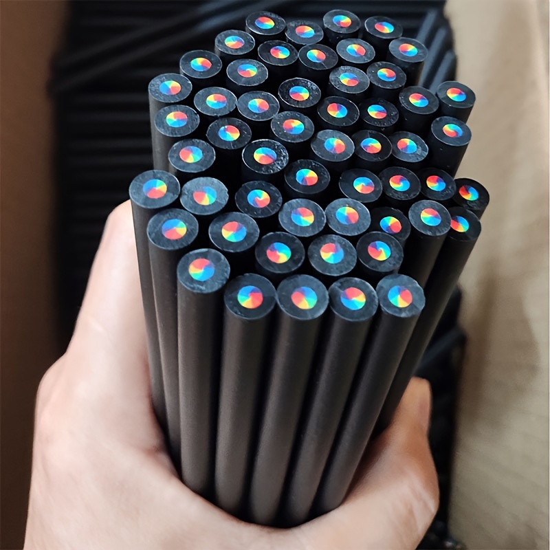 Black Wood Colored Pencils 7 Colors In 1 Rainbow - Temu
