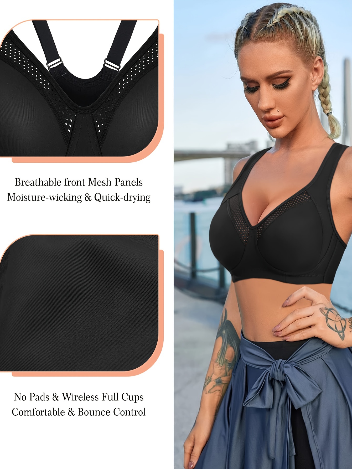 Cut Wireless Sports Bra Comfy Breathable Push Shockproof Bra - Temu