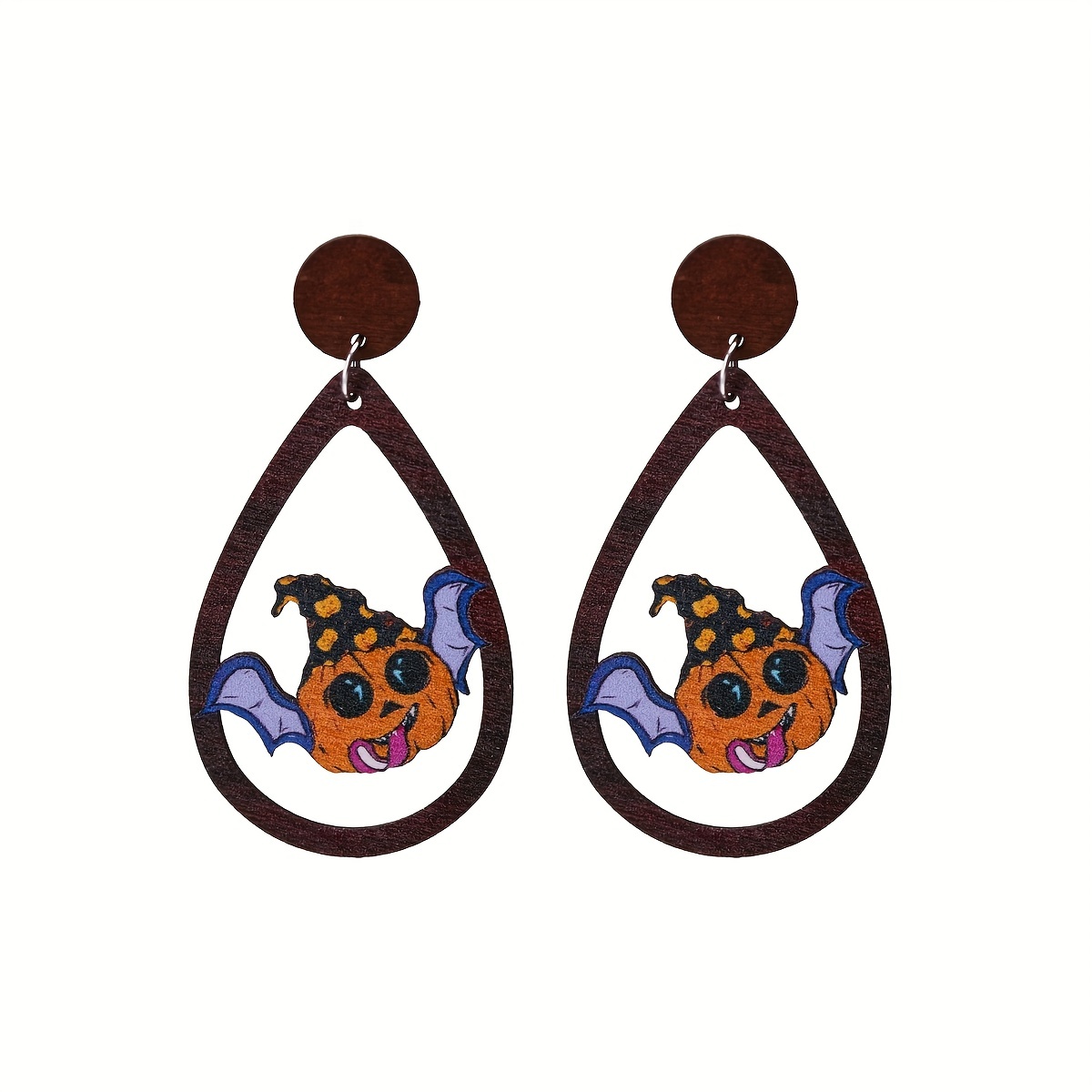 Trendy Halloween Devil Bat Pumpkin Pendant Earrings For Men - Temu