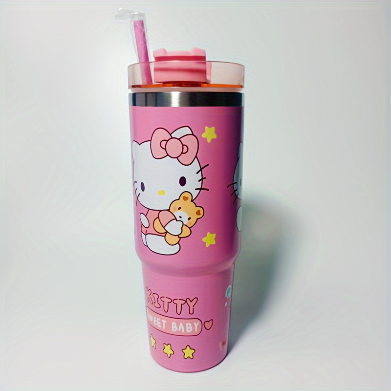 Sanrio Hello Kitty Pink Plastic Tumbler With Lid and Straw Holds
