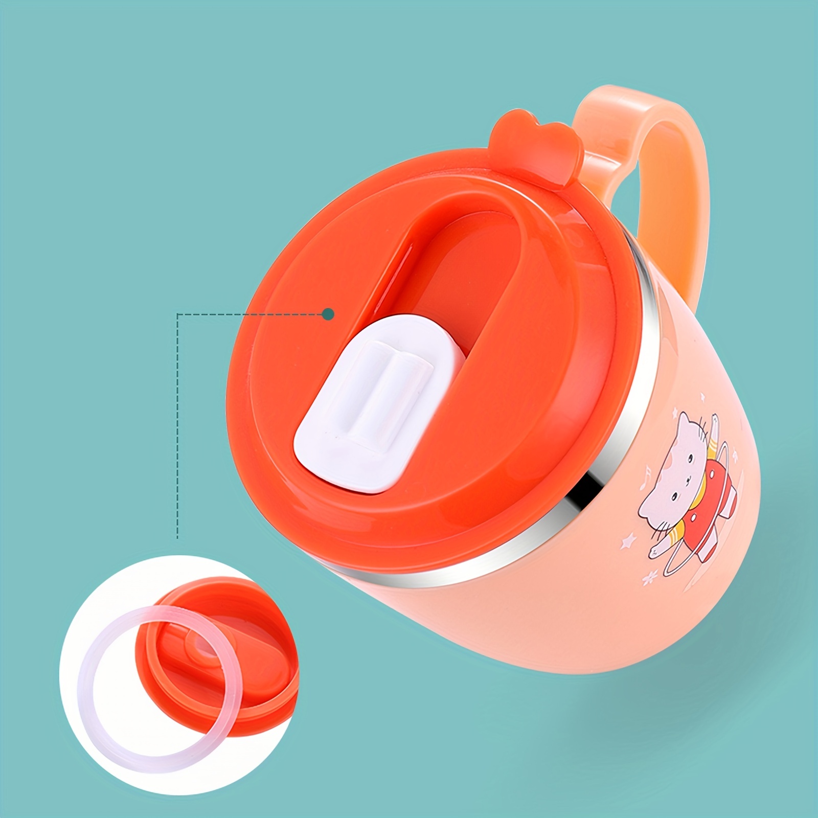 Kids 250ml Cartoon Water Bottle with Steel Straw Cup