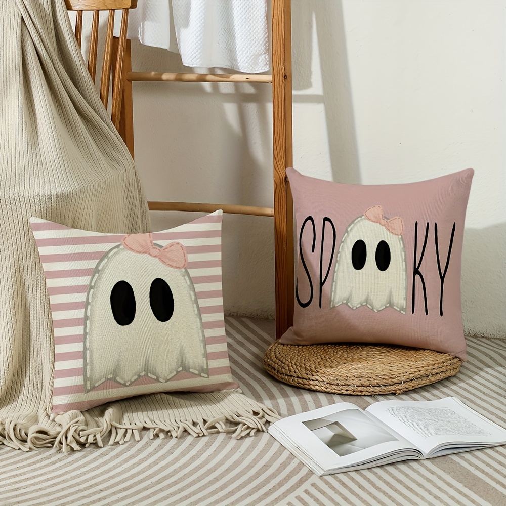 Halloween Pillow Cover Halloween BOO Pillow Pink Halloween 