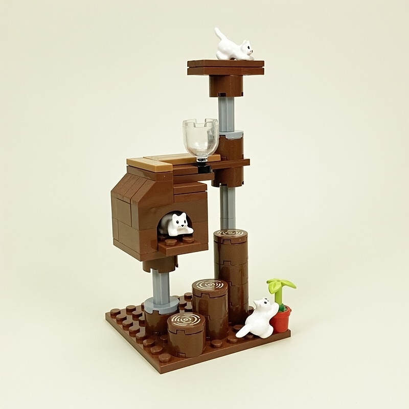 Image of Moc Building Blocks Toys Cats House Farm Blocks Parts Toys For Birthday Gift