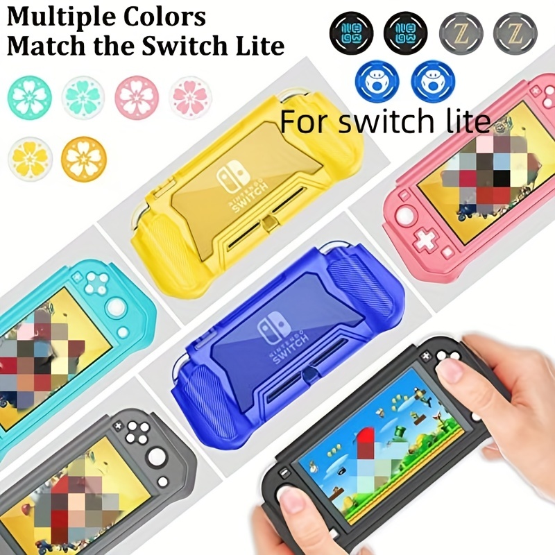 for nintendo switch lite protective case full protective switch lite protective sleeve tpu shock absorption and scratch resistance suitable for nintendo switch lite skin with bullet screensaver film and thumb grip cover details 5