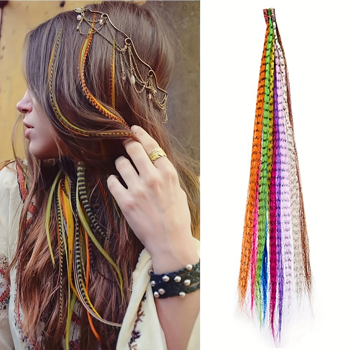 Long Feather Extensions, Bulk Hair Feathers, Hair Accessories Grizzly and Solid Hair Feather Extension Kit