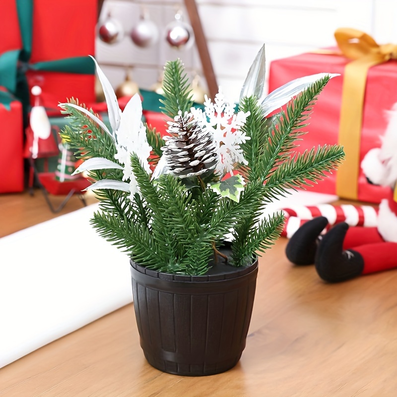 10 PCS Artificial Christmas Tree Picks Sprays 8 Frosted Pine Branches  Stems with Pinecones & White Holly Berries Twigs for Home Garden Xmas Party