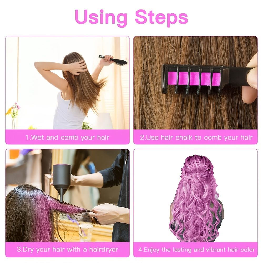 Hair Chalk For Girls Makeup Kit Hair Chalk Comb Temporary Washable Hair  Color Dye For Kids
