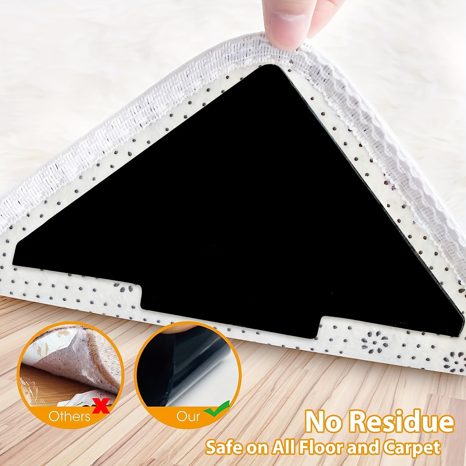 4pcs Non-Slip Rug Grippers - Silicone Pads for Secure