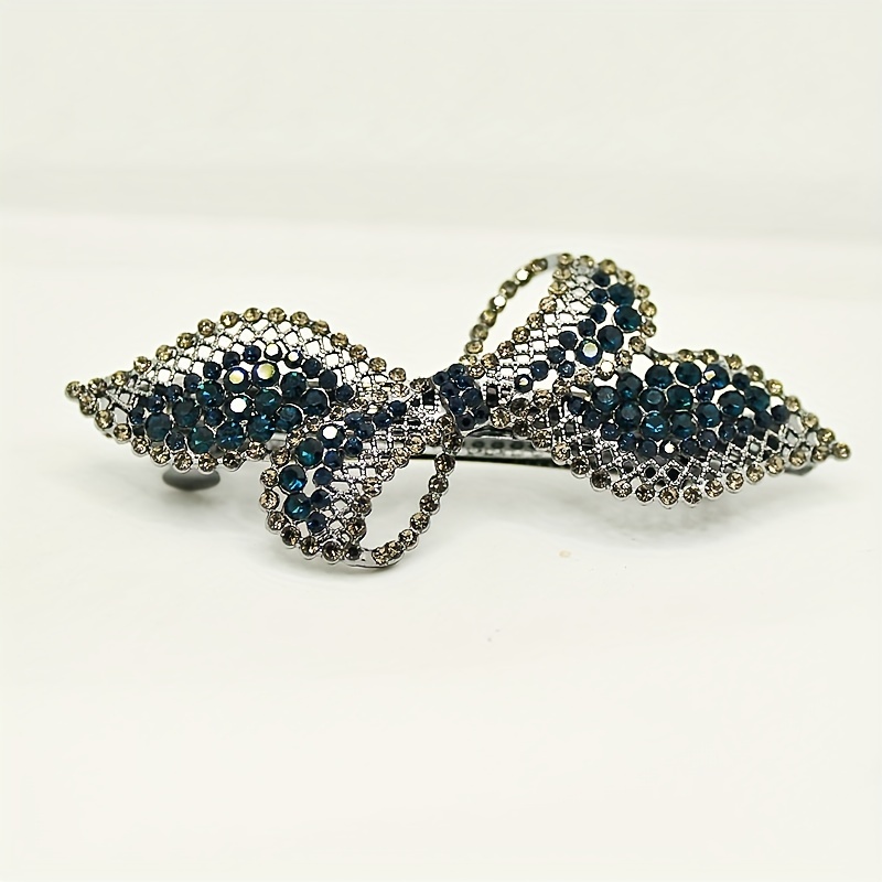 1pc Bow & Rhinestone Decor Hair Clip Shining Barrette Elegant Headwear Hair Styling Accessory