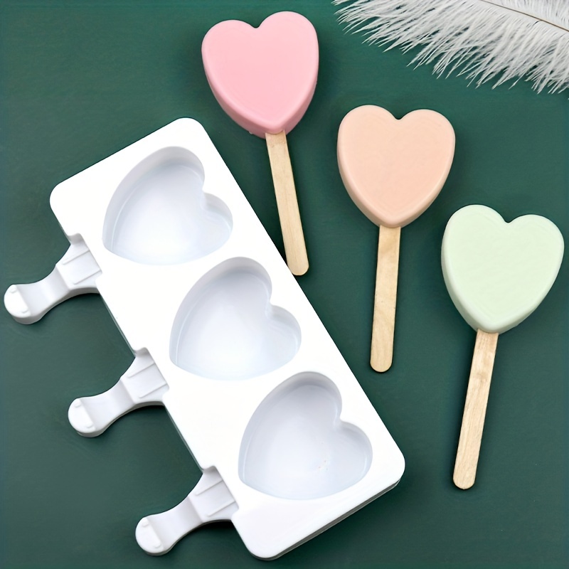 

1pc, Ice Cream Mold Heart Shape Silicone Popsicle Form Maker Ice Lolly Moulds Ice Cube Tray For Party Bar Decoration Popsicle Mold