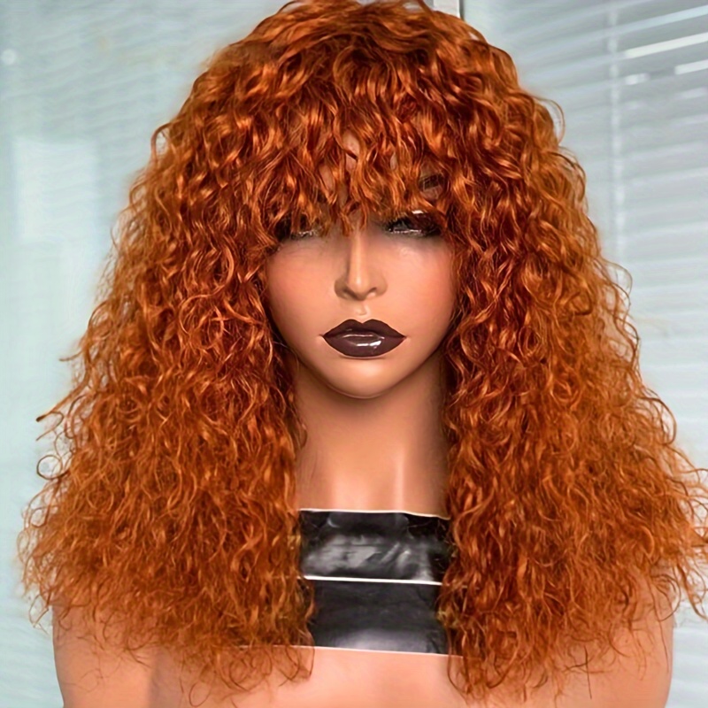 180 Density Orange Ginger Short Curly Bob Wigs Human Hair - Temu Canada