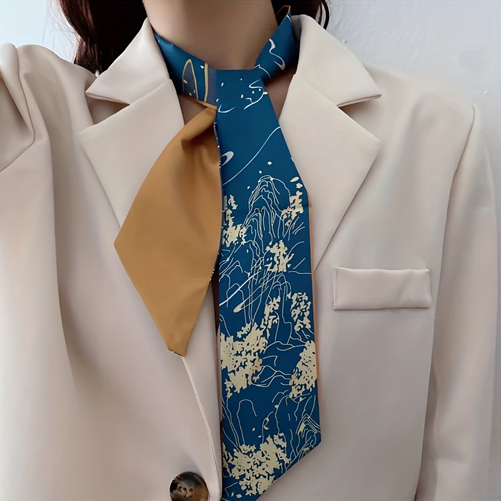 Color Block Print Skinny Scarf Neck Tie Imitation Silk Twilly Scarf Satin  Neckerchief Womens Decorative Hair Ribbon Handle Bag Wraps, Free Shipping  For New Users