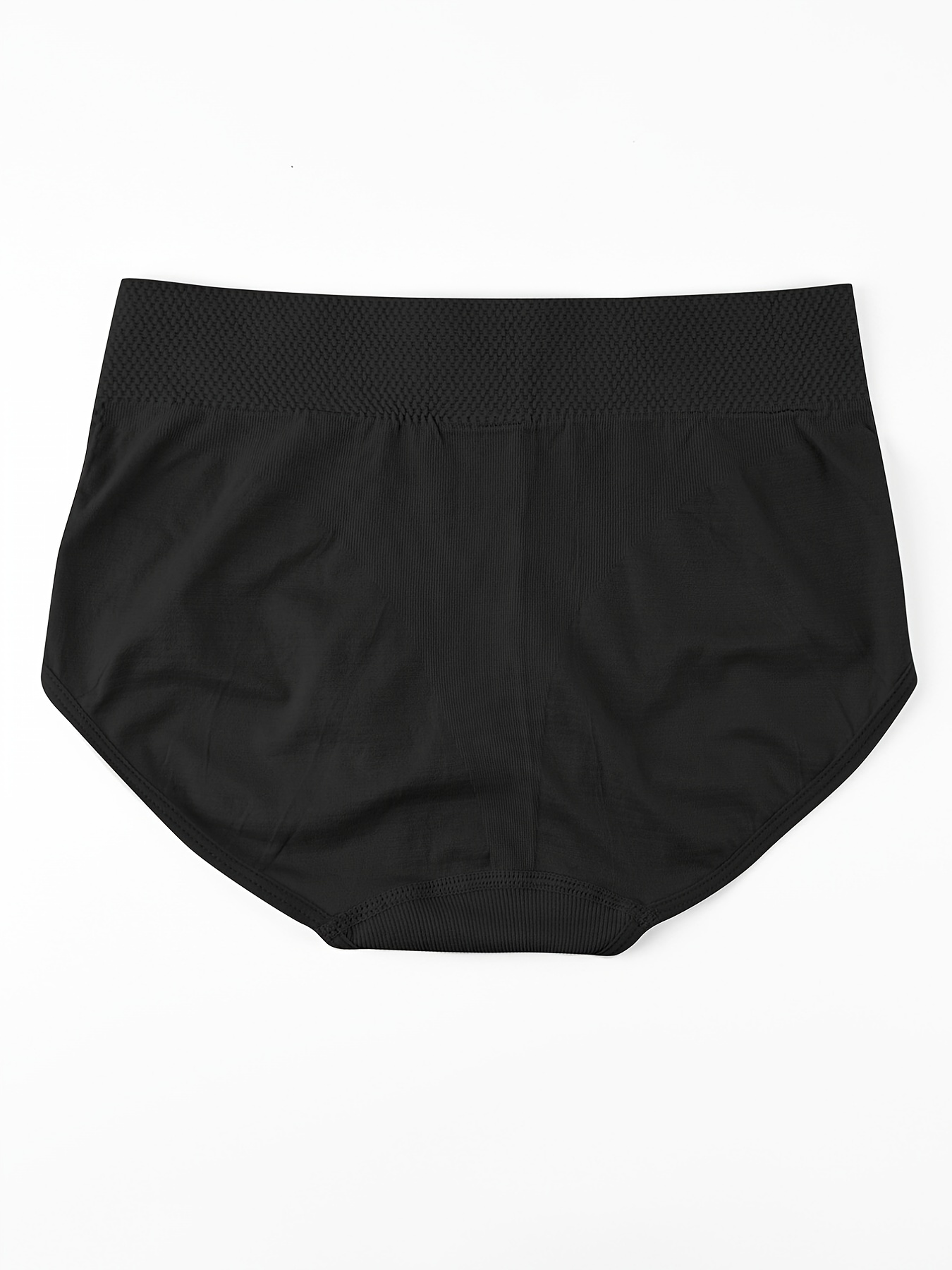 Women Underpants Mid Waist Elastic Solid Color Soft Breathable