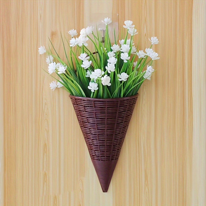 

Add A Touch Of Nature To Your Home With This Creative Plastic Imitation Rattan Woven Wall Hanging Flower Basket - 1 Or 2 Piece