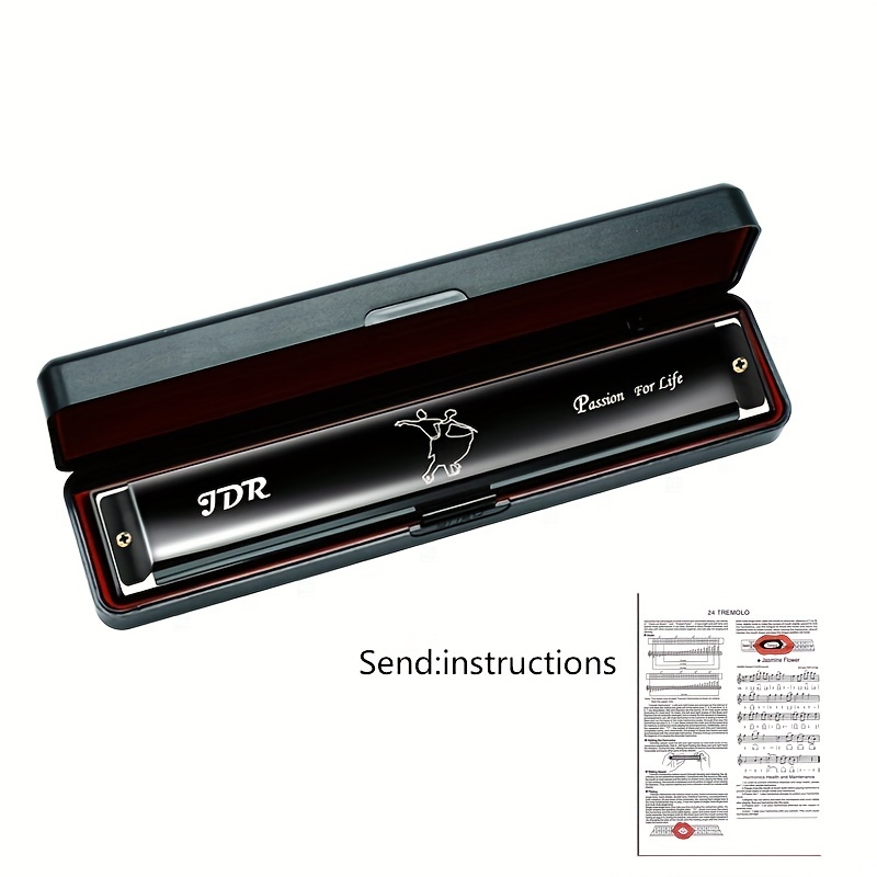 C Tune 24 Hole Harmonica for Beginners - Double Reed Instrument for Adults & Chi
