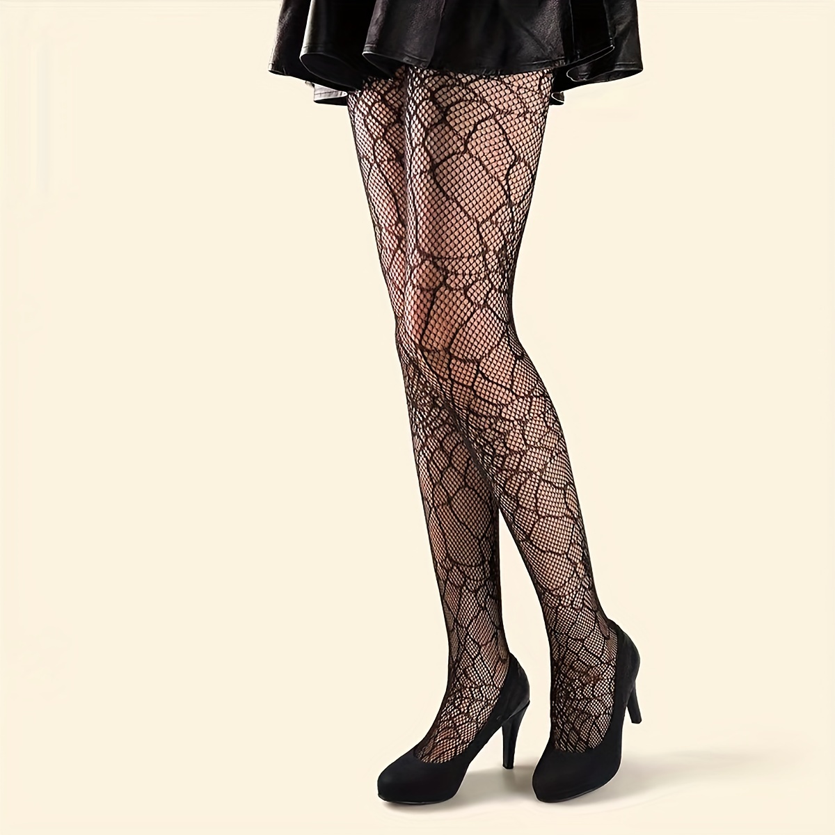 Women's Fishnet Floral Patterned Tights High Waisted - Temu