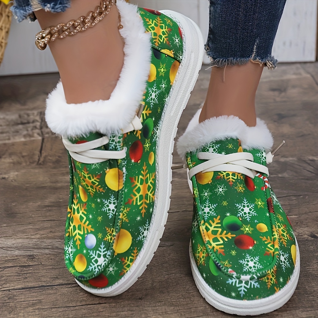 Winter Snowflake Patter Fleece Slipper Boots Christmas Slip - Temu
