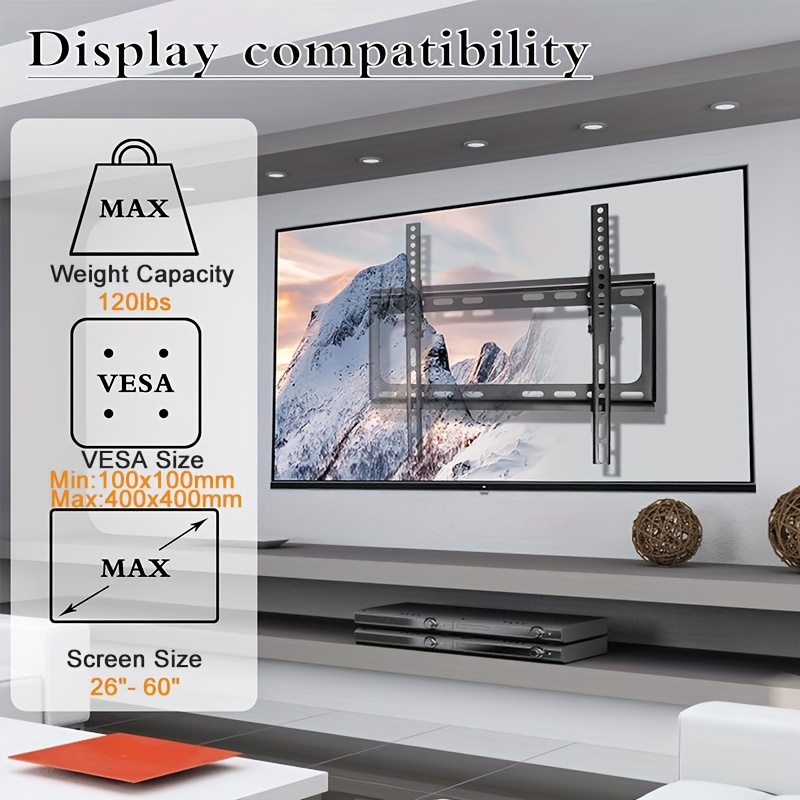 TETVIK - Soporte de pared para monitor para la mayoría de televisores de 14  a 24 pulgadas, universal, de perfil bajo, soporte de pared VESA de hasta