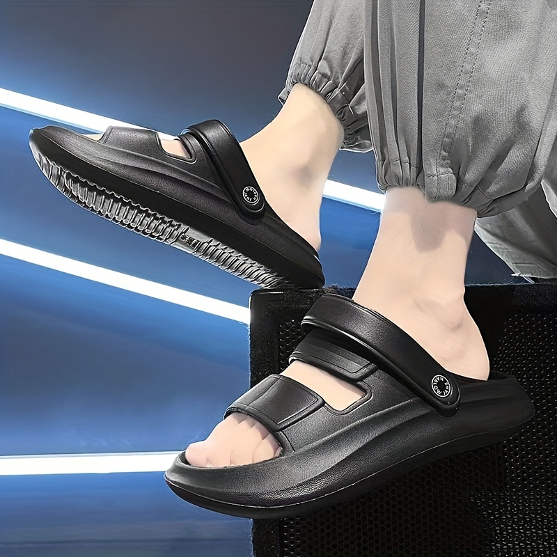 Men's Trendy Solid Color Slip On Soft Platform Eva Slides, Open Toe  Anti-skid House Shoes - Temu