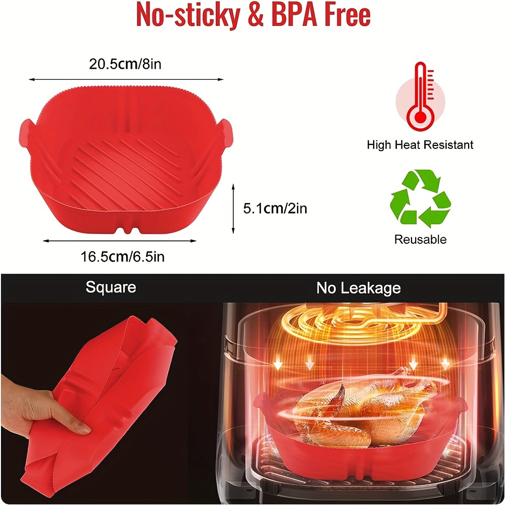 Bpa Free Large Round Square Shape Silicone Air Fryer Liners Reusable Circle Air  Fryer Silicone Pot For Air Fryer, Square Silicone Air Fryer Liners For 4 To  7 Qt Reusable Air Fryer - Temu