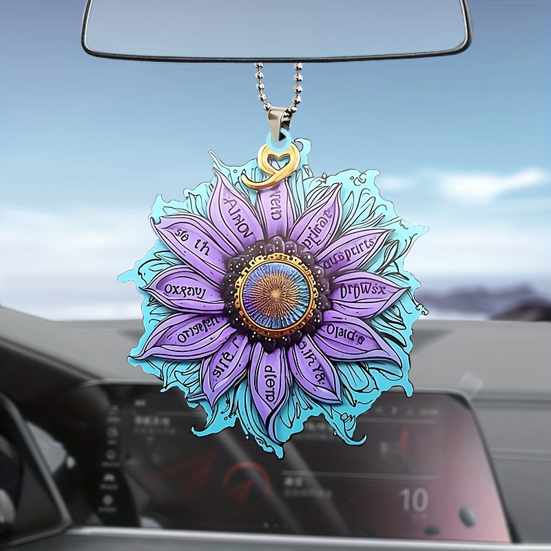 Hummingbird Purple Rose Birds Car Ornament, 2D Flat Car Rear View Mirr -  OhaPrints