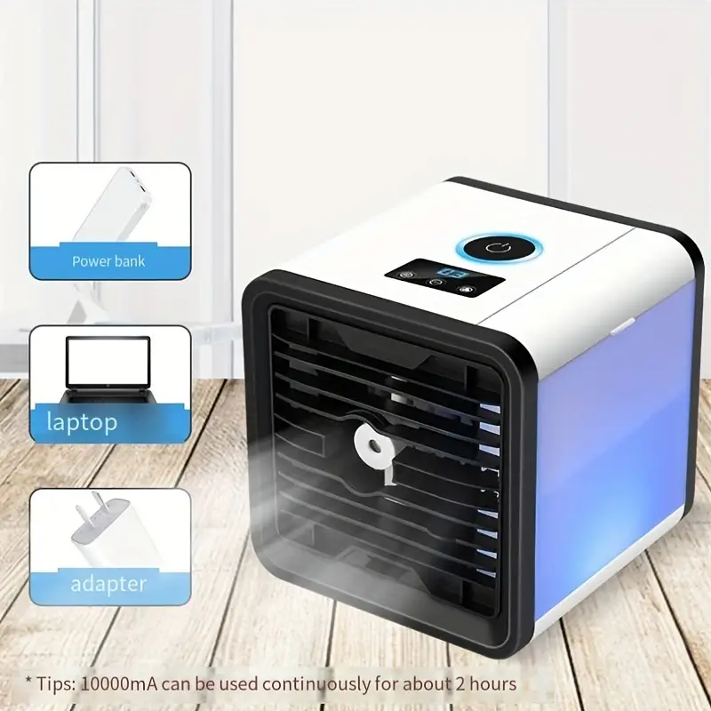 1pc new usb mini air conditioner fan cold air machine cooler home desktop refrigeration small air conditioner mobile humidifier water cooling fan summer  office  details 7