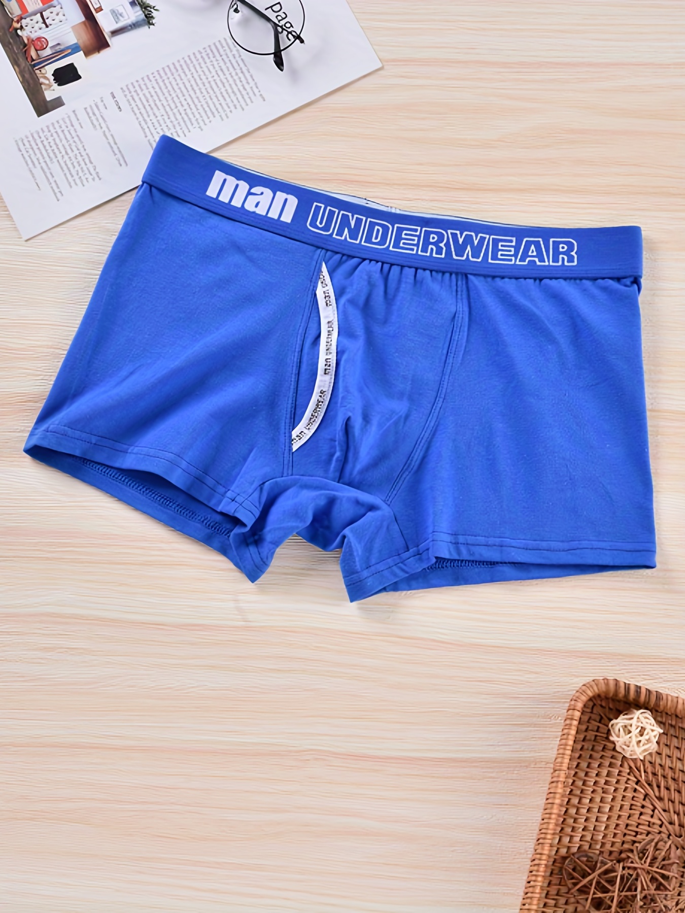 Men's Fashion Trendy Cotton Solid Color Boxer Briefs - Temu