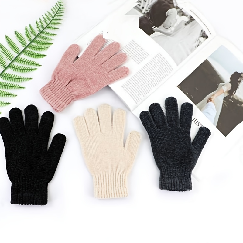 Outdoor Five finger Gloves Women's Casual Woolen Warm Gloves - Temu